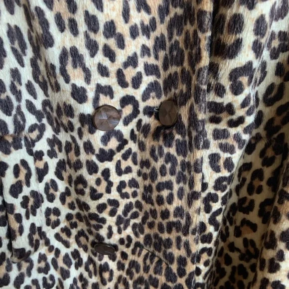 Vintage 60s Leopard Peacoat faux Fur size large 12 14 - Picture 10 of 14